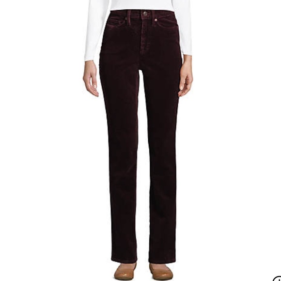 LANDS’ END Black Corduroy Straight Leg Pants Jeans 10 - Picture 2 of 14